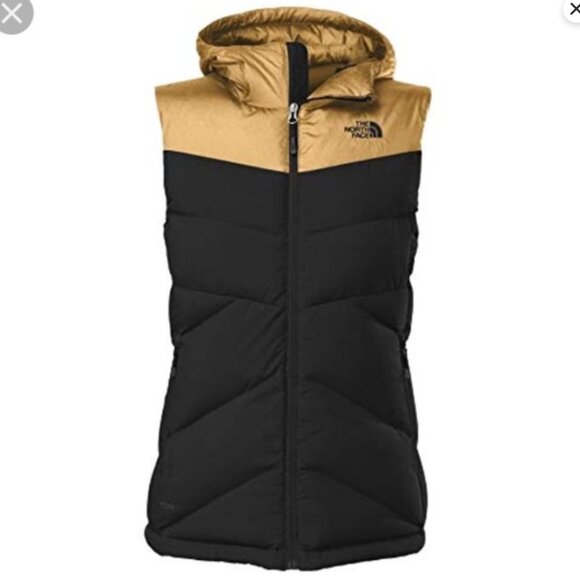North Face Kailash Gold/Black Hooded Vest SZ Small - Picture 1 of 2